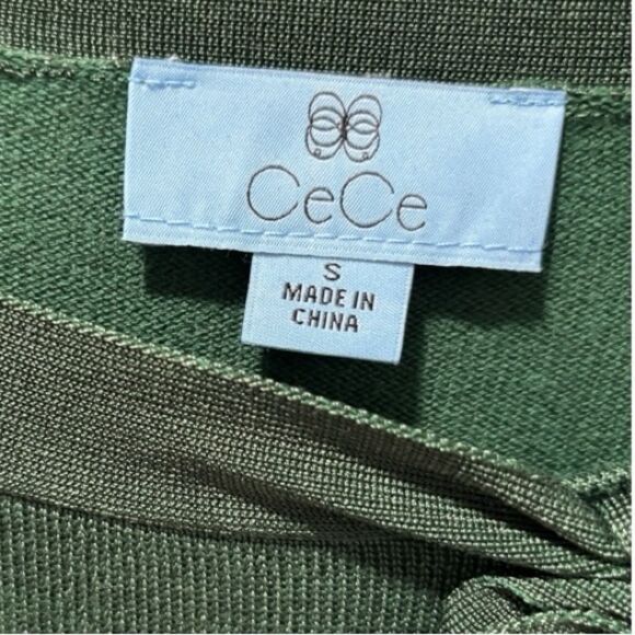 Cece Small Green Dress withh Sheer Sleeves and Bow - Picture 3 of 10